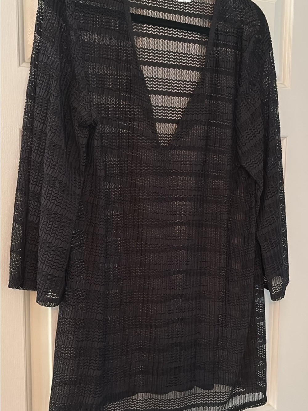 Jordan Taylor Black Crochet Lace Swim Coverup Tunic